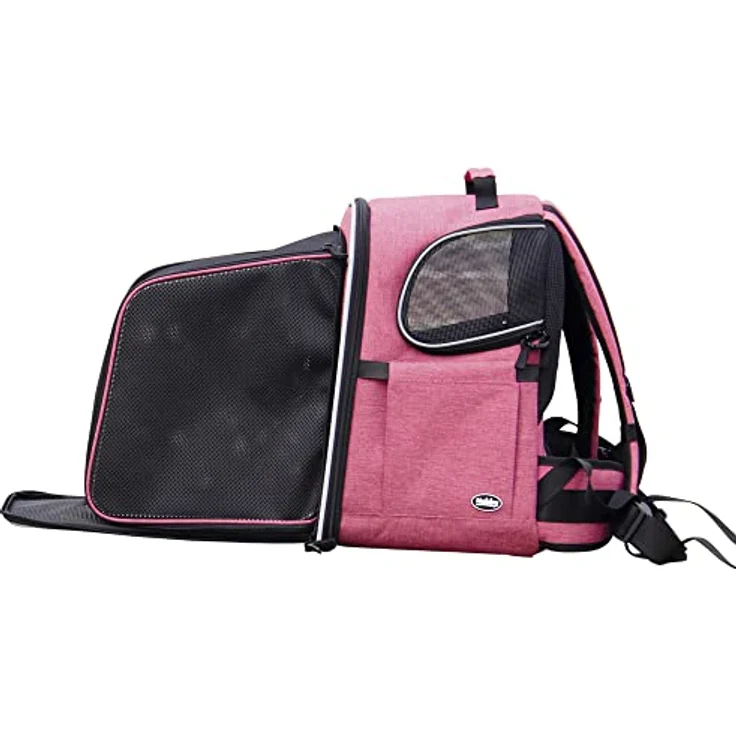 Nobby Rucksack Extend pink 32 x 28 x 41 cm - ausklappbare Seitenteile, für Hunde/Katzen bis ca. 10 kg, mit Utensilienfächern und Reflektorstreifen – Bild 3