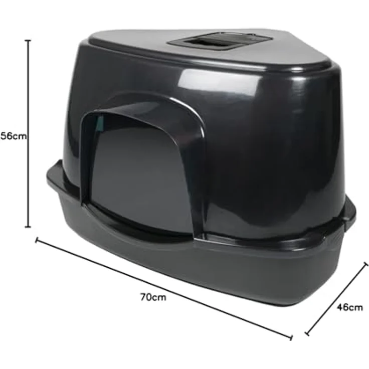 EBI, Cat House Prism 70 l – 56 x 70 x 46 cm, Schwarz, für Hygiene, Schwarz, Katze – Bild 2