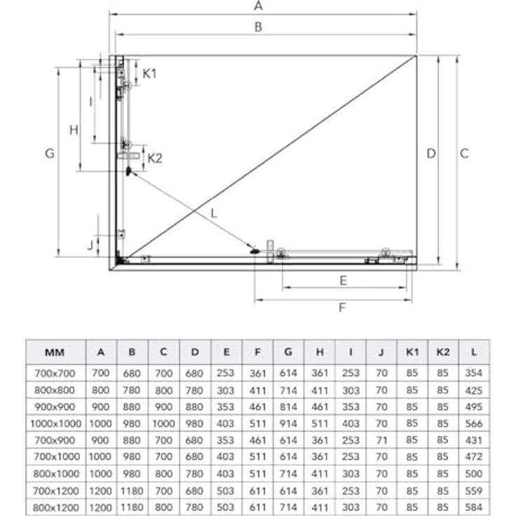 KIAMAMI VALENTINA Eckeinstieg Duschabtrennung 90 x 90 cm, 6mm satiniertes Glas mit verchromtem Aluminiumrahmen und Schiebetüren – Bild 5