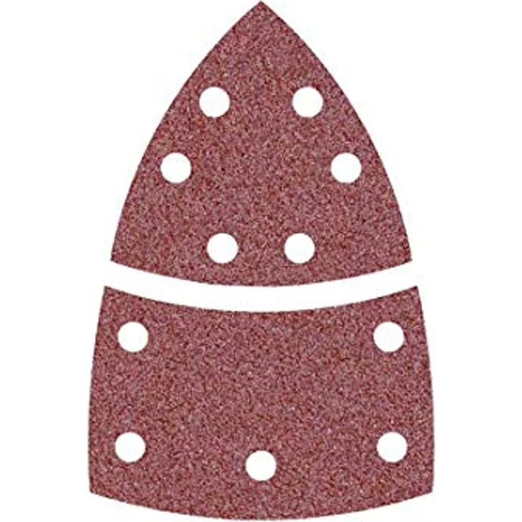 MioTools Fox Klett-Schleifblätter 93/62 x 102 mm, 11-Loch, Normalkorund, für Deltaschleifer, K240, 50 Stk. – Bild 1