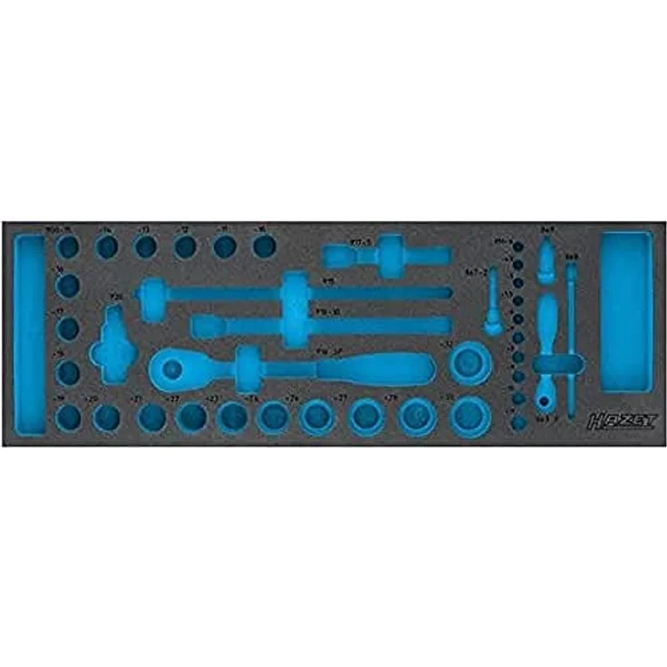 HAZET 163-110L Weichschaumeinlage, kompakte Werkzeugaufbewahrung mit Sicherheitsmerkmalen und zusätzlichem Zubehör, 64.0 x 21.6 x 3.3 cm