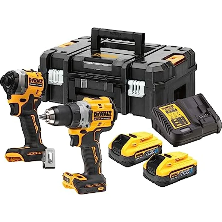 DeWalt Akku Kombopack DCK2051H2T, 2-teiliger Set mit DCD800 Bohrschrauber, DCF850 Schlagschrauber, 2x 5,0Ah Powerstack, inkl. Lader in T-STAK Box II – Bild 1