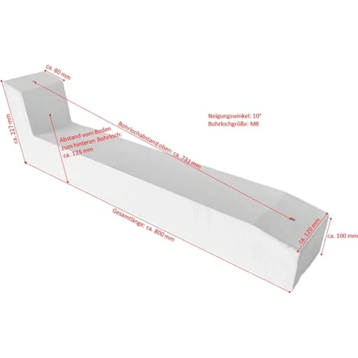 Jet-Line® PV Modul Aufständerung, Beton Flachdach Stütze mit 10° Anstellungswinkel, Betongrau für Garagendach, optimal für Süd-, Ost- oder Westausrichtung – Bild 5