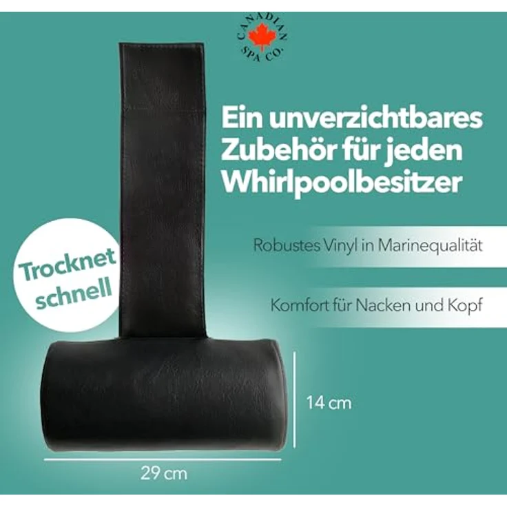 Canadian Spa GmbH Whirlpoolsitz Kopfstütze, Rund, beschwert, schwarz, 29 cm lang, 14 cm breit, universell für jeden Whirlpool – Bild 5