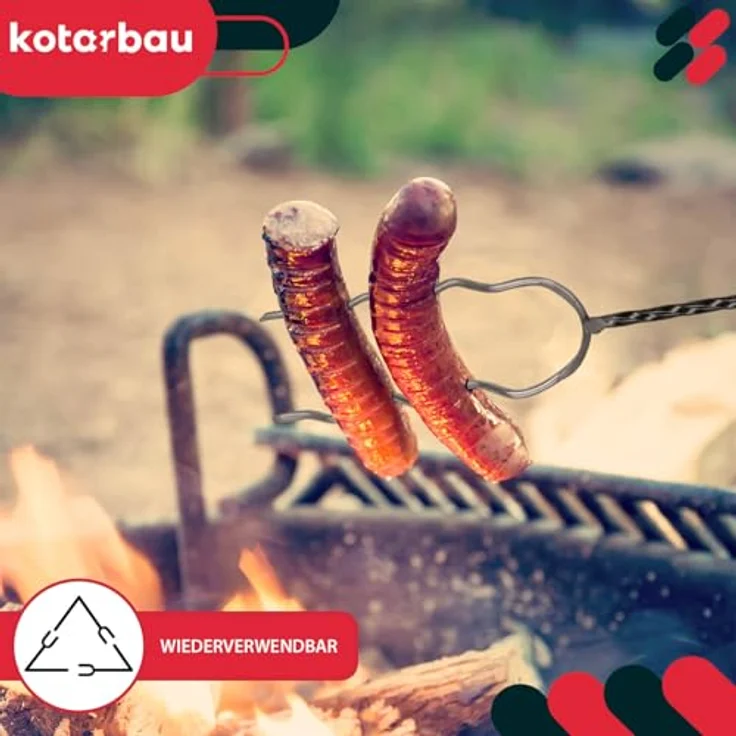 KOTARBAU® 5er Set Grillspieße, 130 cm lange Grillgabeln aus Stahl mit Holzgriff, ideal für Lagerfeuer und Camping – Bild 2