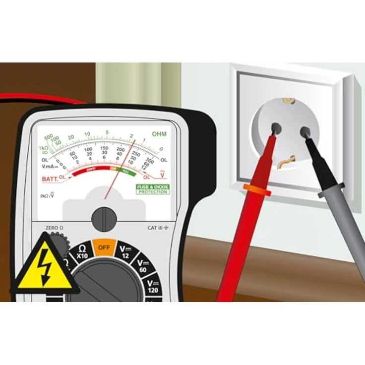 LASERLINER MultiMeter-Home Hand-Multimeter, Spannungsprüfer mit recyceltem Kunststoffgehäuse, Batterietest-Funktion, Analog-Skala – Bild 9