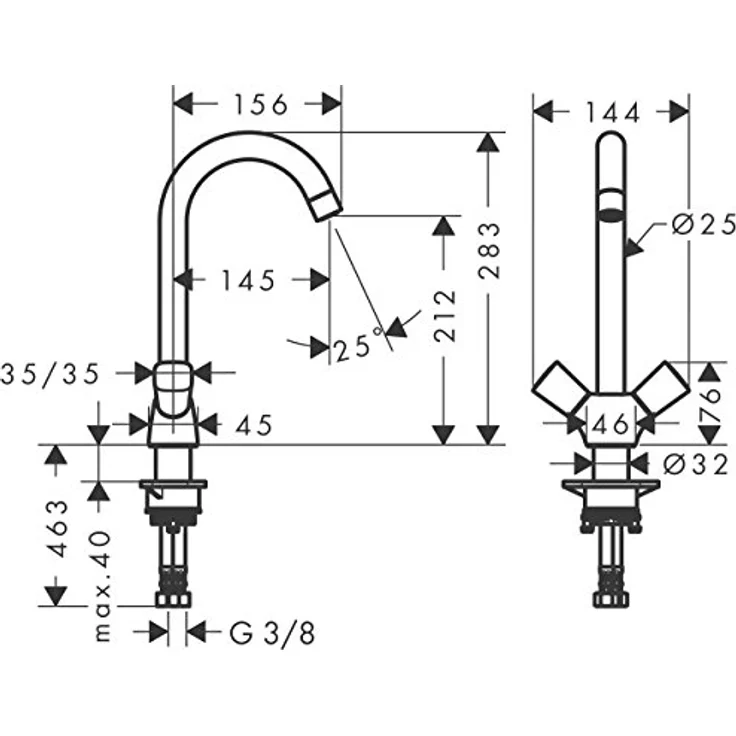 Hansgrohe Logis M31 2-Griff Spültischarmatur 220 1jet, chrom glänzend – Bild 2