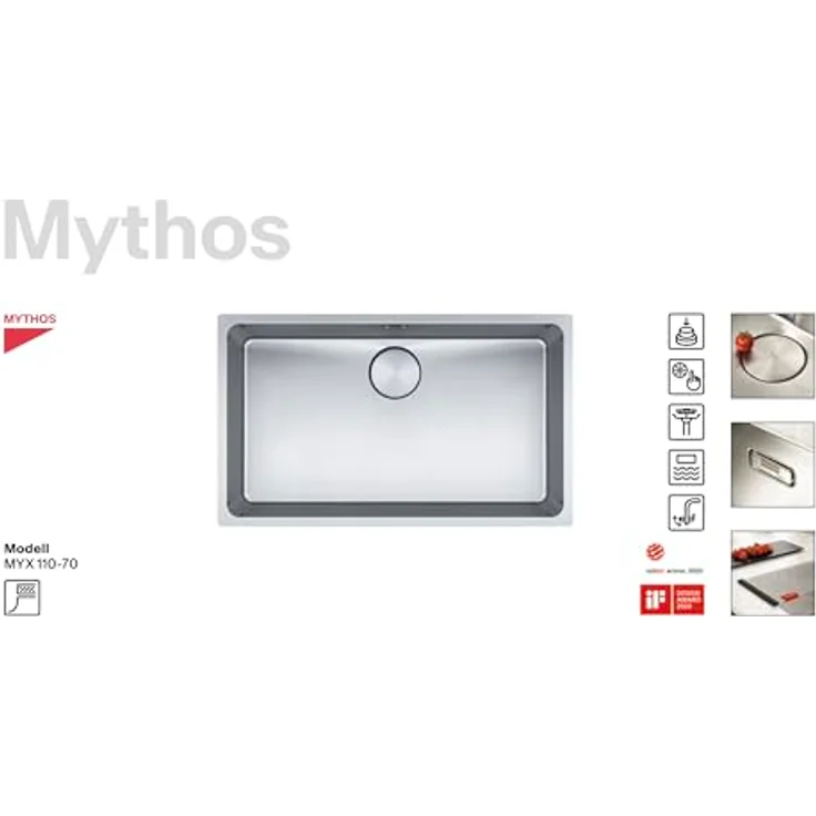 FRANKE MYTHOS MYX 110-70 Küchenspüle Einbauspüle Edelstahl 740x440mm 122.0658.053, Spülbecken in Edelstahl – Bild 2