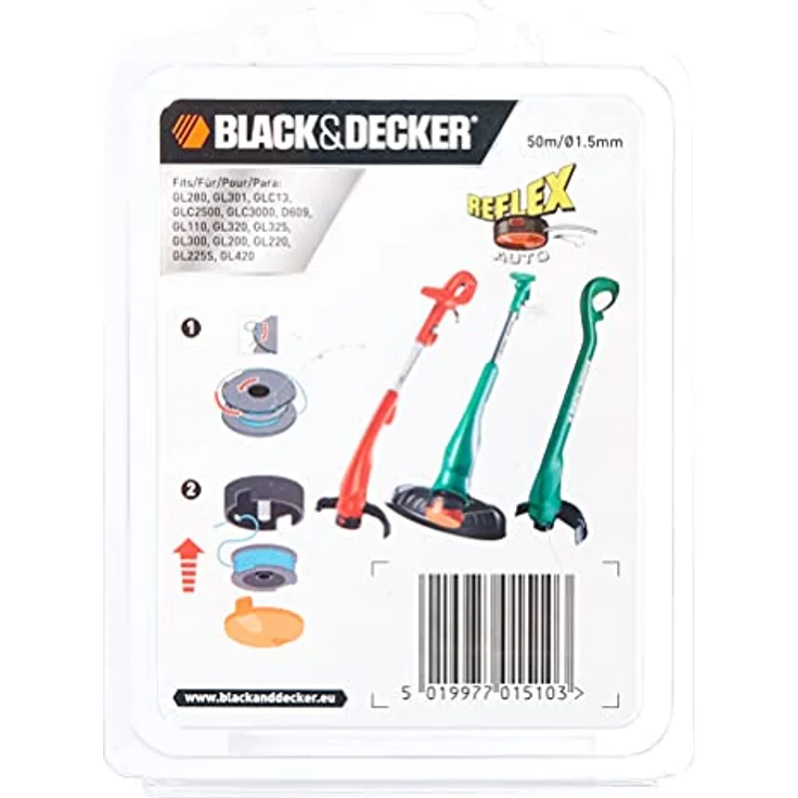 Black+Decker Ersatzfaden Reflex (für Gartentrimmer, 50 m Länge, 1,5 mm Durchmesser) A6171 – Bild 4