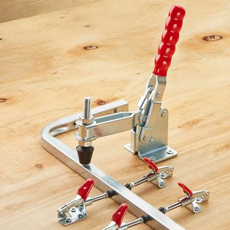 SO-TECH Kniehebelspanner 4er Set, Haltekraft bis zu 90 kg, rot, für präzise Fixierung ohne Verformung – Bild 2