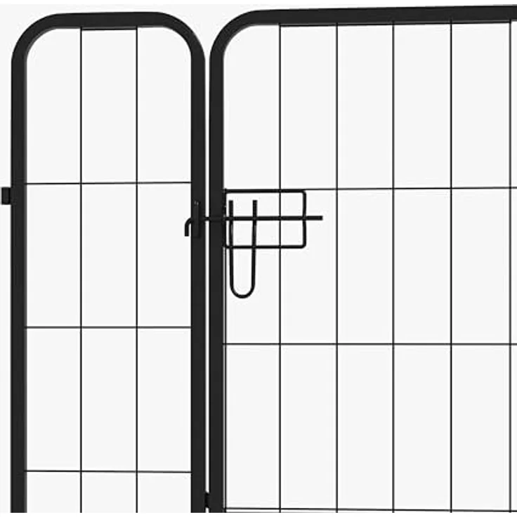 PawHut Welpenauslauf Freigehege Laufstall für Haustier Laufgitter Laufstall Hundegehege individuell gestaltbare Form mit Tür Metall 79 x 79 cm Schwarz – Bild 4