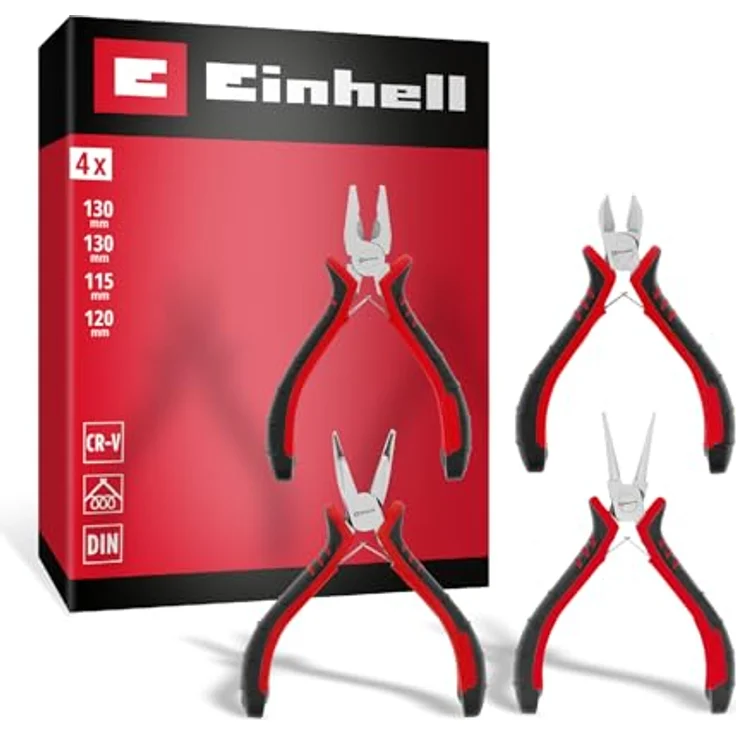Einhell Feinmechaniker-Zangen-Set 4-tlg., CV-Stahl, gehärtet, ergonomische Griffe, rostfrei – Bild 1