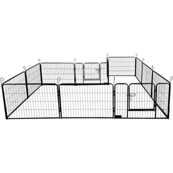 HOME DELUXE Welpenauslauf BARKI 80 x 60 cm, 12-teilig, Schwarz, feuerverzinkter Stahl, inkl. Türverriegelung, abgerundete Ecken, wasserabweisend – Bild 3