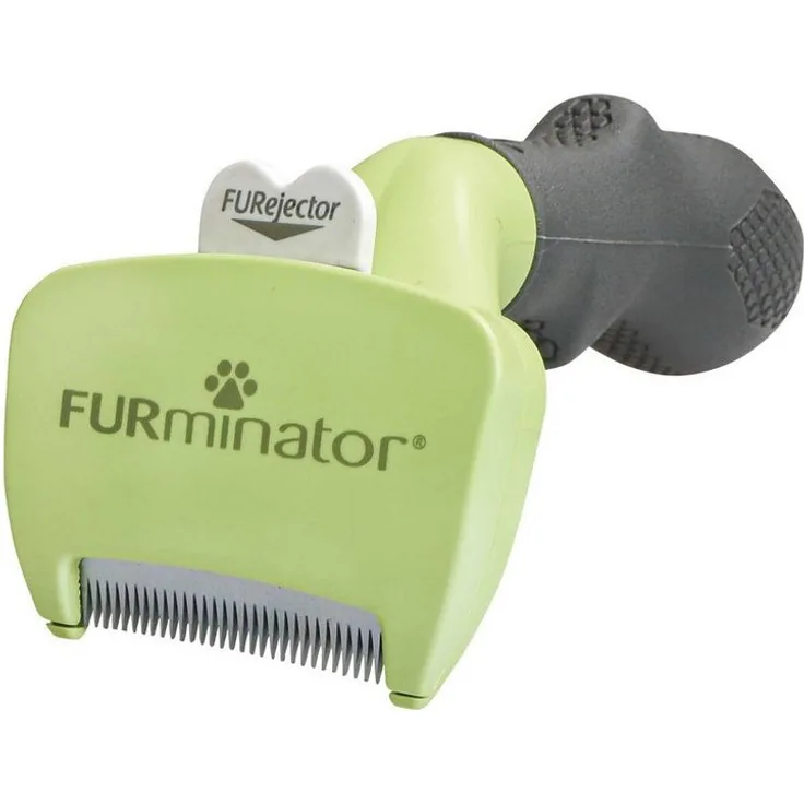 FURminator Unterwollharke Furminator® deShedding - für kurzhaarige Hunde, Metall, für Hunde und Katzen, mit Furejector® und ergonomischem Griff, Größe S, grün