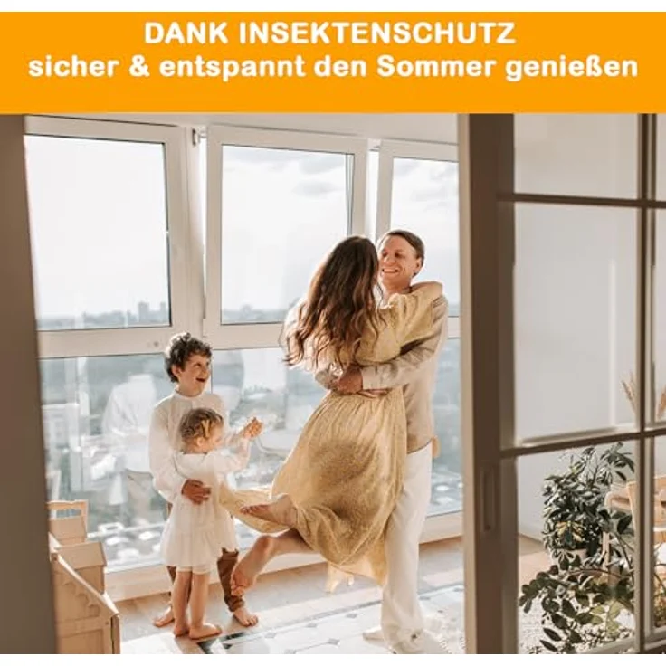 Yoursol Alu Insektenschutz Schiebetür 120 x 240 cm, Fiberglasgewebe UV-beständig, weiß oder grau für Balkon und Terrassen – Bild 5