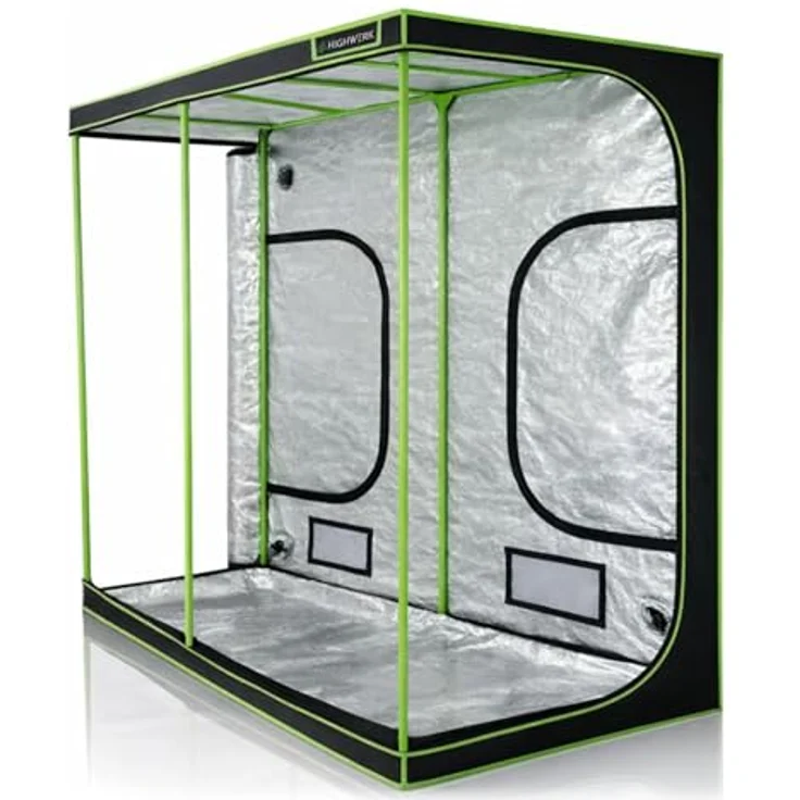 HIGHWERK Growzelt "MyHomeGrow" 240 x 120 x 200 cm, Indoor Zuchtzelt mit hochreflektierender Folie, schwarz grün – Bild 5