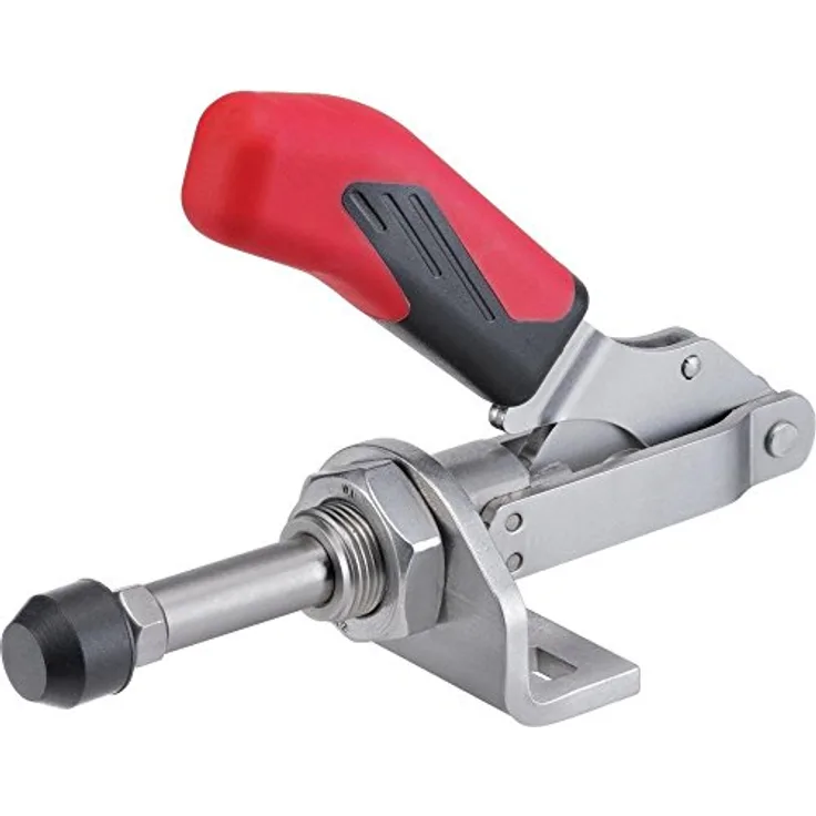 AMF Schubstangenspanner, Spannzwinge mit kleinem Winkelfuß, Größe 5, verzinkt und passiviert, ergonomischer Handgriff