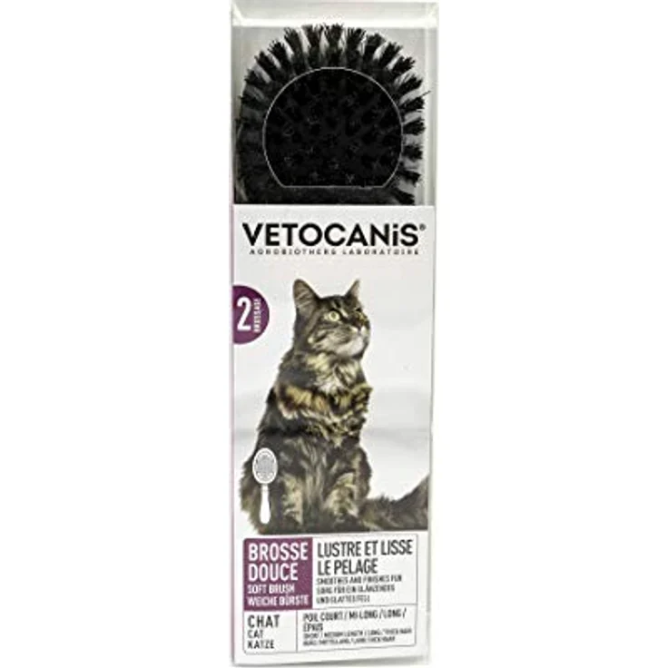 VETOCANIS Massagebürste für Katzen zur sanften Fellpflege, Grau – Bild 4
