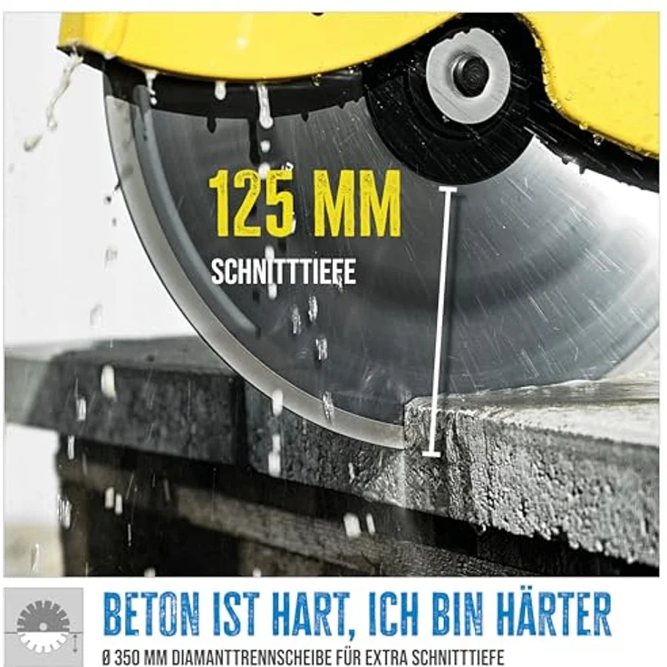 Güde Betontrennschneider GBTS 350.1, 2-Takt-Motor, 3,9 PS, 65 cm³ Hubraum, 125 mm Schnitttiefe, 350 mm Trennscheiben-Ø, Nass und Trockenschnitt, inkl. Diamantscheibe & 3 Ersatzluftfilter – Bild 3