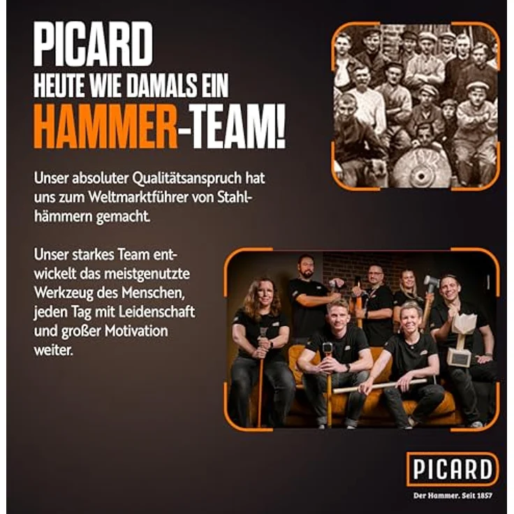 PICARD Hammer Fäustel 1.000g SecuTec HS 43, BVB-Look mit gelasertem Logo und Hickory-Stiel – Bild 6