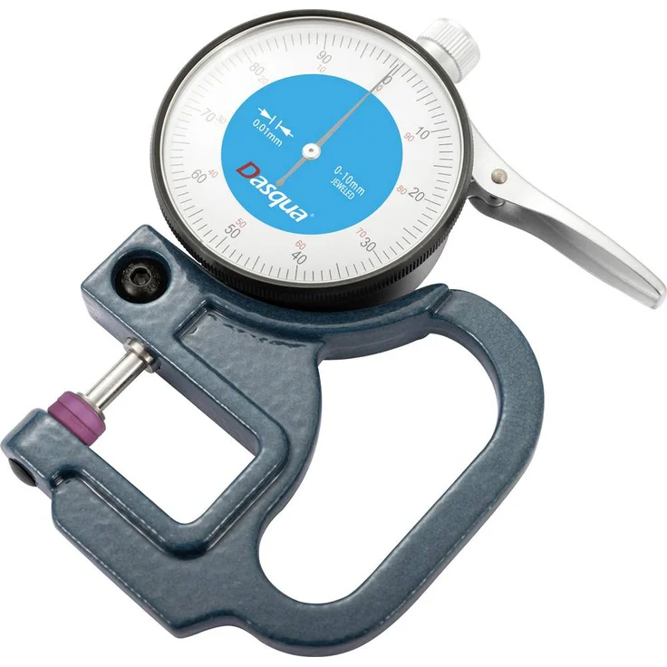 Dasqua 5841-8105 Zifferblattdickenmessgerät, präzise Messung für Papier, Leder, Gummi und mehr, Kontrollmaß 10mm