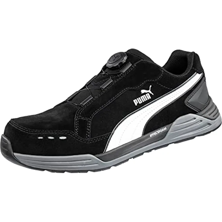 PUMA Safety AIRTWIST DISC BLACK LOW, Sicherheitsschuh mit EFFECT.FOAM Dämpfung und FAP®lite Durchtrittschutz, schwarz