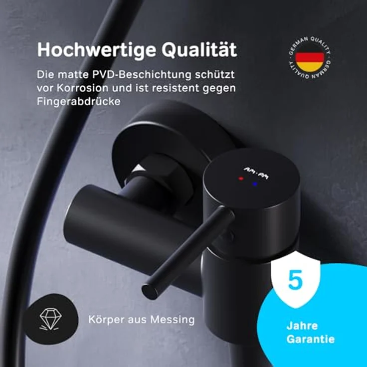 AM.PM Spike Duscharmatur, Einhebelmischer mit SoftMotion Keramikkartusche, Schwarz, 2-Loch-Installation – Bild 3