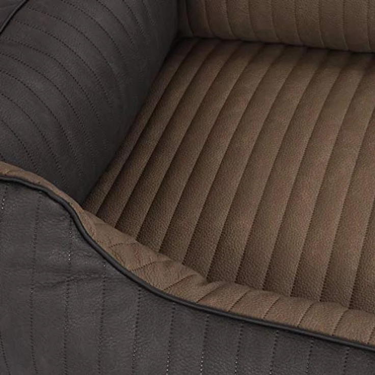 Knuffelwuff Orthopädisches Hundebett Outback aus Laser-gestepptem Kunstleder M-L 85 x 63cm Schwarz/Taupe - Abnehmbarer Bezug - leicht zu reinigen – Bild 4