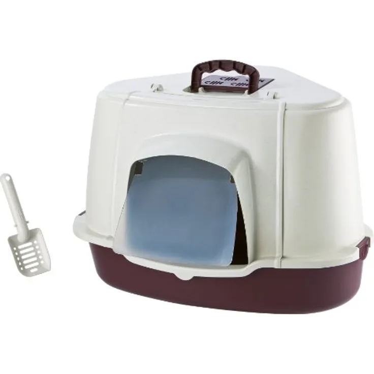 Nobby Katzen Ecktoilette m. Haube spezial grau, Platzsparend, mit Filter und Streuschaufel