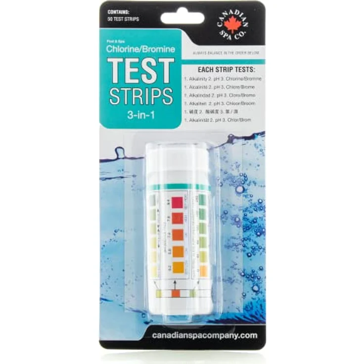 Canadian Spa 3-in-1 Teststreifen, 50 Stück für Poolwasseranalysen mit Wassertest-App – Bild 1