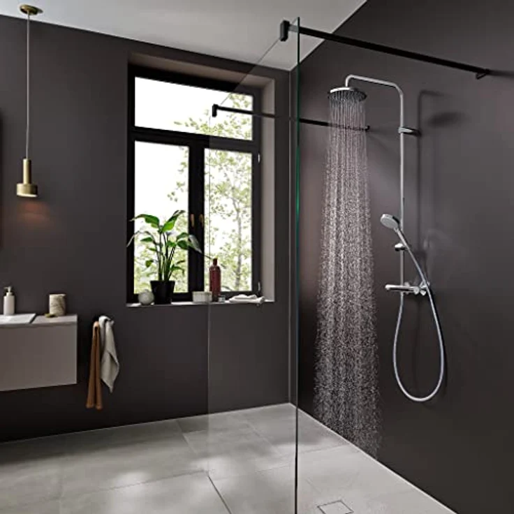 hansgrohe Vernis Blend Duschsystem 200, wassersparend mit Thermostat und Kopfbrause (Rain), Chromoberfläche – Bild 3