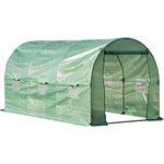 Outsunny Foliengewächshaus Tomatengewächshaus Rundbogen-Gewächshaus Treibhaus mit 6 Netzfenstern Folientunnel Frühbeet mit Fenster Grün 395 x 195 x 190 cm