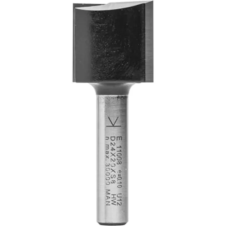 ENT 11008 Nutfräser HW, 24 mm Durchmesser, Schaft 8 mm, 20 mm Nutzlänge, 52 mm Gesamtlänge, für Hartholz und Weichholz, geeignet für Handoberfräse und CNC-Fräsmaschine