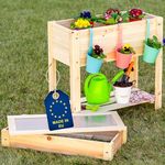 ITA Hochbeet mit Frühbeetaufsatz 80x37x78 cm - Pflanzkasten, Ablageboden, Innenfolie - FSC Holz - Garten Balkon Terrasse - Natur