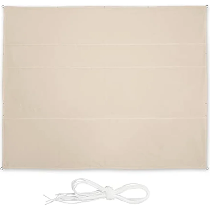 Relaxdays Sonnensegel rechteckig, BxT: 5 x 6 m, wasserabweisend, UV-beständig, beige, mit Spannseilen für Terrasse und Balkon – Bild 1