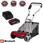 Einhell Spindelmäher GE-HM 18/38 Li 18V - Akku Rasenmäher mit kugelgelagerter Mähspindel 5 Stahlmessern - blau