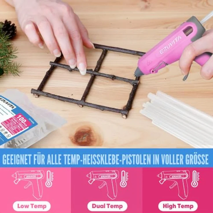 EZUVITA Heißklebesticks 100 Stück, 11 x 200mm, transparente Klebestifte für gängige Heißklebepistolen, universell einsetzbar für Heimwerken und Basteln – Bild 5