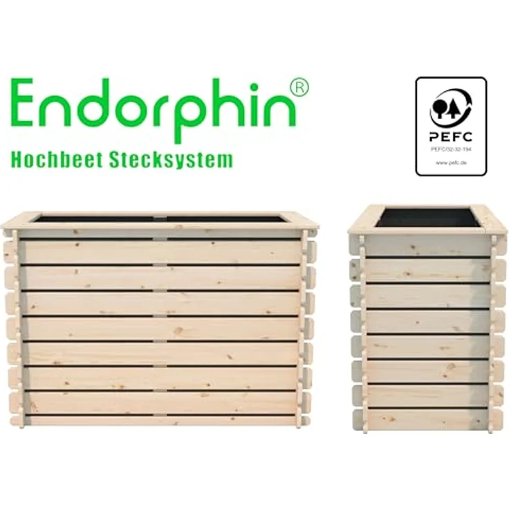 Endorphin Hochbeet Hochbeet Stecksystem, aus 100% PEFC-zertifiziertem Kiefernholz, Naturfarben – Bild 2