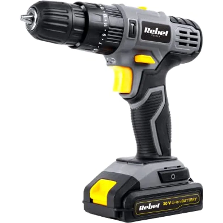Rebel Akku-Schlagbohrschrauber 20V, 2A, LED-Arbeitslicht, Aufbewahrungskoffer