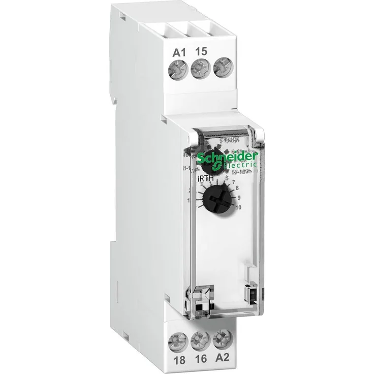 Schneider Electric A9E16068 Hutschienen-Zeitschaltuhr, analog, Zeitverzögerung 0,1 sec-100 Std., 24-240VAC, 24VDC, 1 S/O