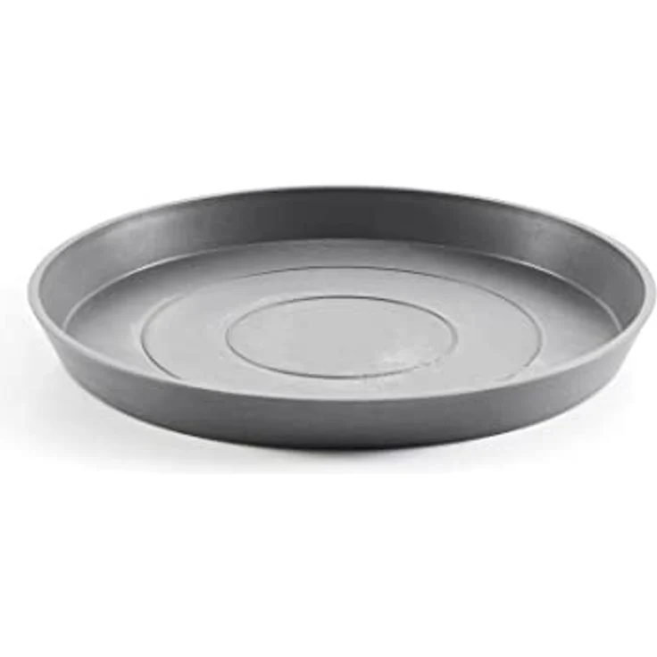ECOPOTS Blumentopfuntersetzer ROUND SAUCER Grey, Recyclingkunststoff, bruchsicher, leicht, UV- und frostbeständig – Bild 1