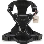 FREUDENTIER® Hundegeschirr mit atmungsaktiver Mesh-Polsterung - Höchster Komfort & bombenfester Sitz - Mit Anti-Zieh-Frontring - Brustgeschirr für große, mittelgroße und kleine Hunde (Black, L)