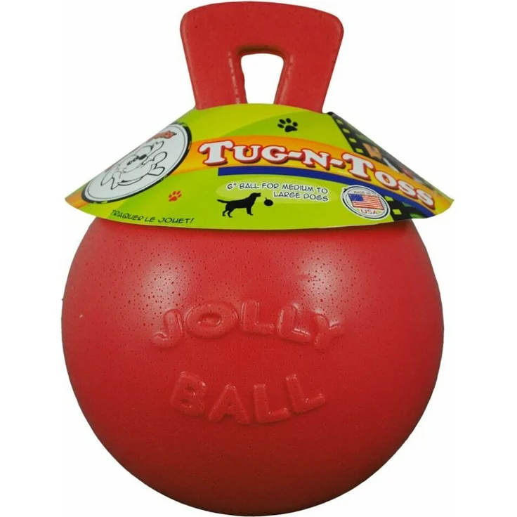 Jolly Pets Jolly Tug-n-Toss, Tierkuscheltier aus Softball für Hunde, 25 cm, rot mit angenehmem Duft