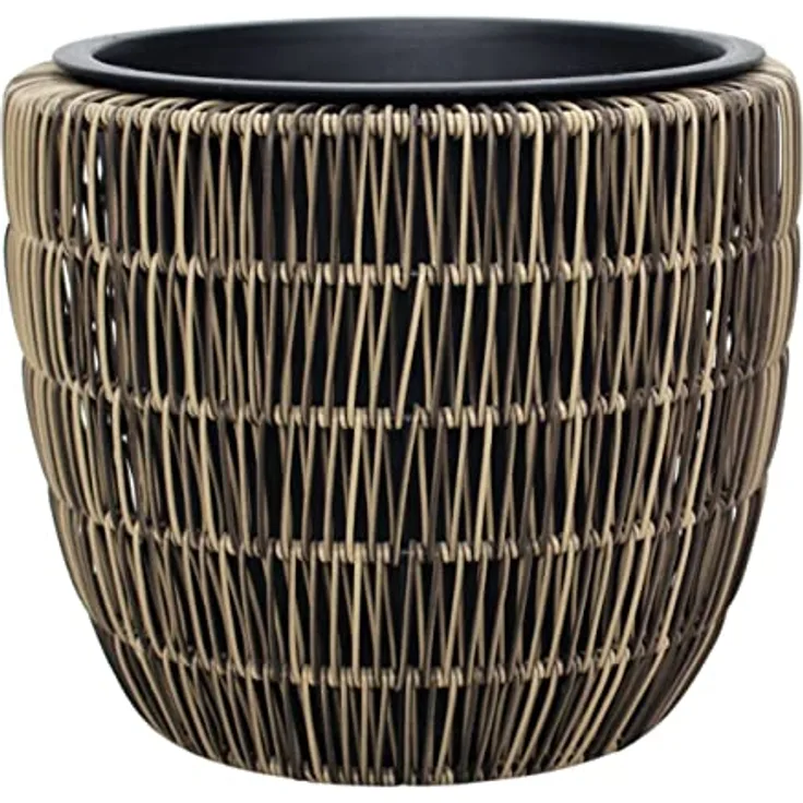 Trend Line Polyrattan Pflanztopf Ø 33 x 28cm mit Einsatz Pflanzkasten Blumenkübel