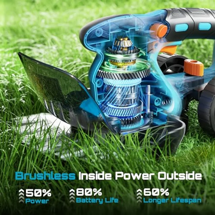 SEESII 4 in 1 Akku Teleskop Heckenschere, mit 2 * 2000mAh Batterie, 200mm Heckenscherenmesser und 160mm Grasscherenmesser, leichte elektrische Gartenschere für präzise Hecken- und Rasenschnitte – Bild 3