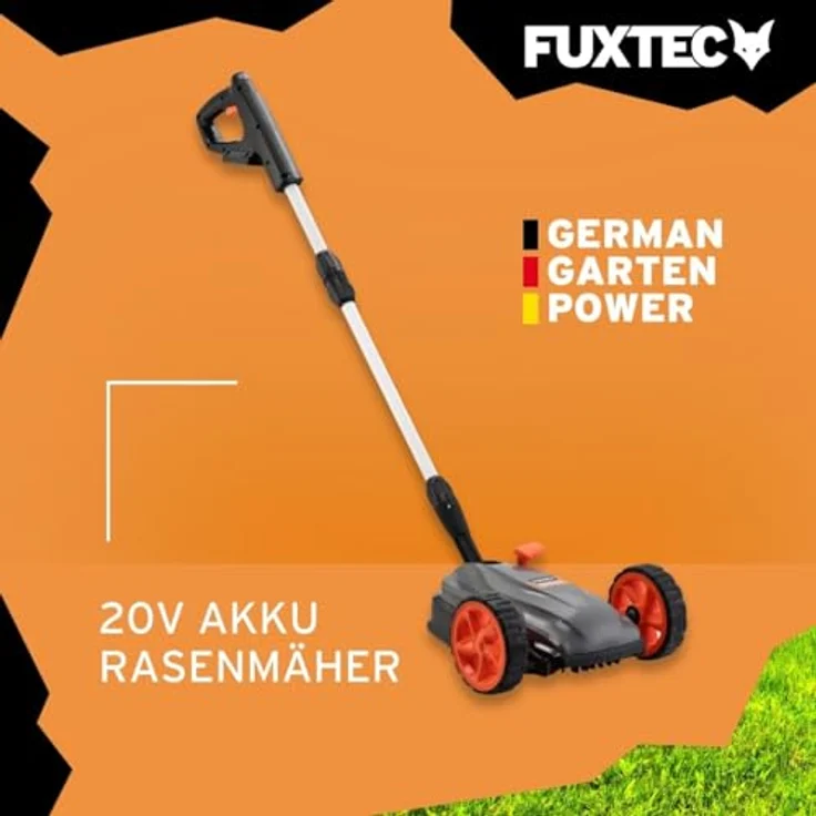 FUXTEC Akku Einhand-Rasenmäher FX-E1RMEH20, kompakter Gartenmäher mit 220mm Schnittbreite, 300W Leistung, 3-fache Schnitthöheneinstellung 30–50mm, flexible Kugelkopfsteuerung – Bild 2