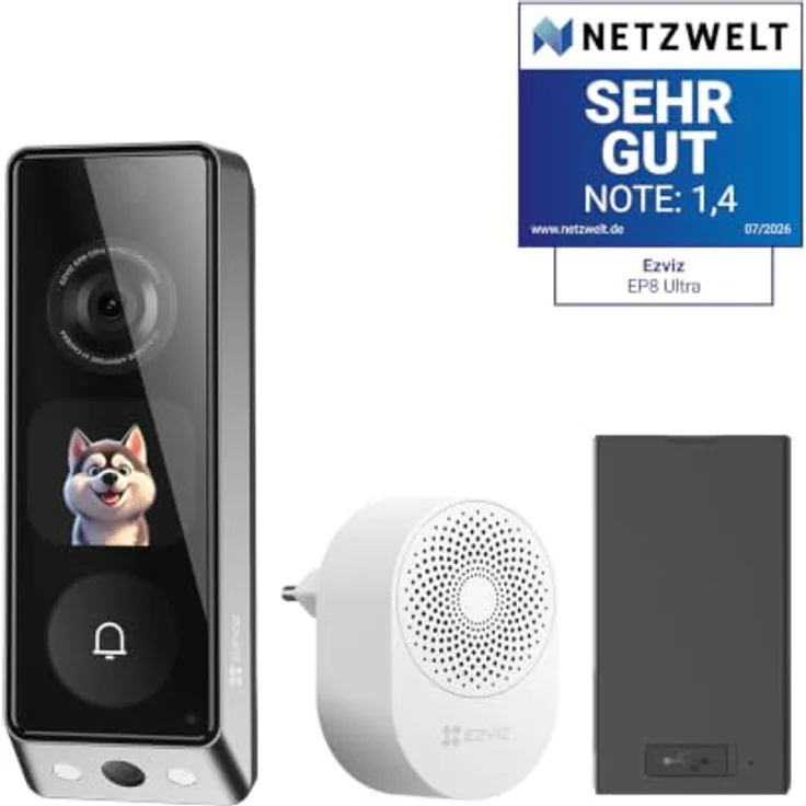 EZVIZ EP8 Ultra WLAN Video Türklingel, kabellos mit Dual-Kamera 6MP+2MP, KI-Personenerkennung, 32GB eMMC-Speicher, zwei Wechselakkus – Bild 4