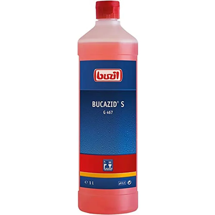 Buzil Sanitärreiniger Bucazid S G467, kraftvoller Reiniger für Bad und WC mit Geruchsblocker, rot, 1l