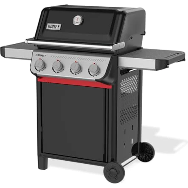 Weber Spirit E-410 Gasgrill, 4 Brenner, 51 x 46cm Grillfläche, Warmhalterost, Deckelthermometer, 2 Räder - Schwarz/Silber (1500886) – Bild 2