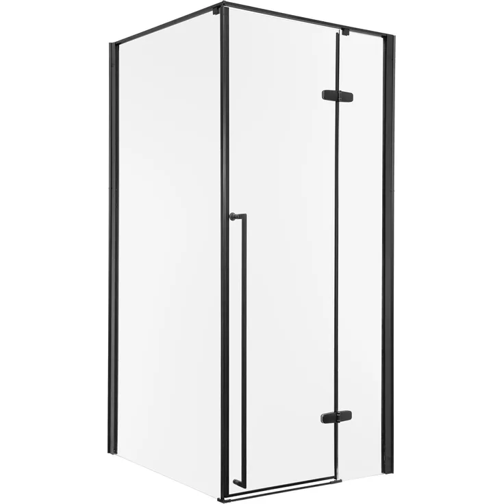 Novoterm Kerra Long Duschkabine 90x90 cm, schwarze Profile, 6 mm ESG Sicherheitsglas, ohne Duschwanne, rechts/links montierbar